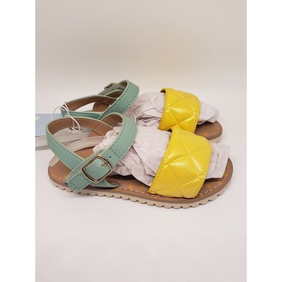 NWT Cat & Jack Baby Girls Size 8 Yellow & Sage Green Sandals - Picture 4 of 5